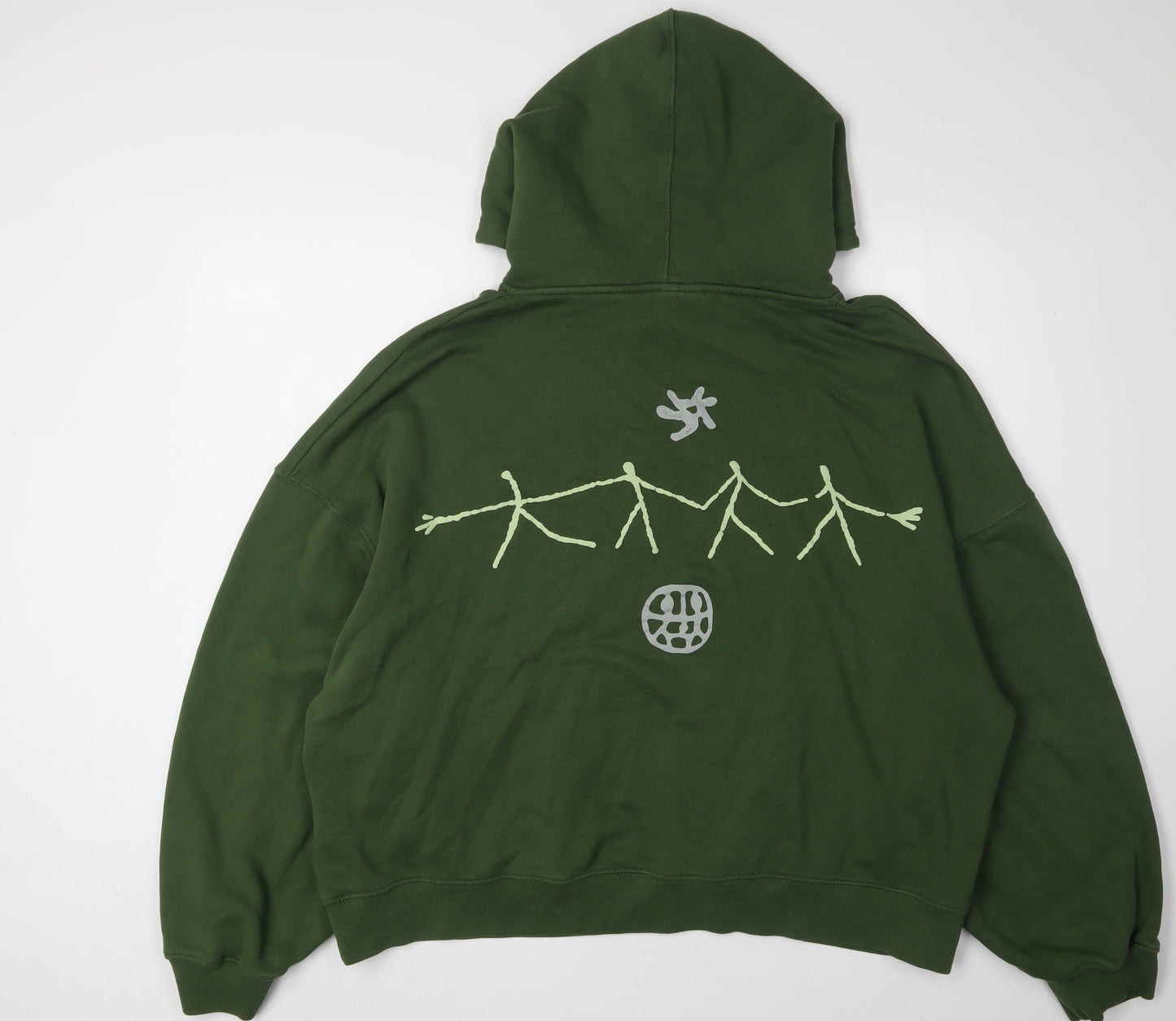 Zara Unisex Green XL Pullover Hoodie with Logo