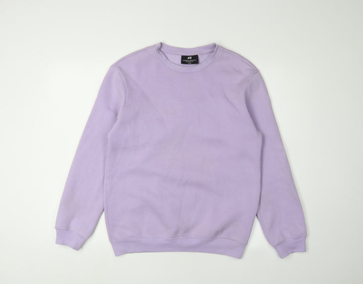 H&M Unisex Purple Relaxed Pullover Sweatshirt XS