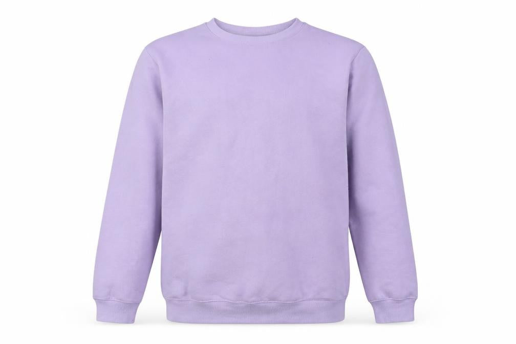 Front view of H&M unisex purple relaxed pullover sweatshirt xs
