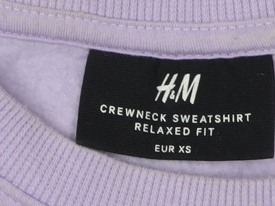 H&M Unisex Purple Relaxed Pullover Sweatshirt XS