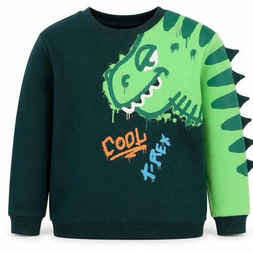 H&M Boys Green Dinosaur Crew Neck Sweatshirt 10-11Y