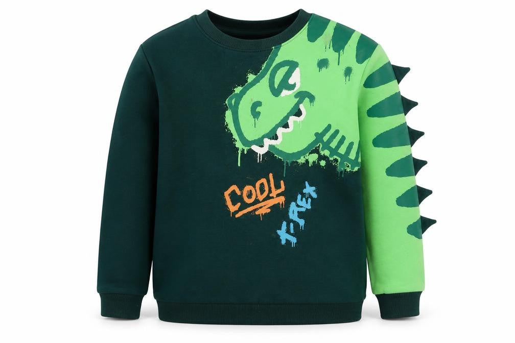 H&M Boys Green Dinosaur Crew Neck Sweatshirt 10-11Y