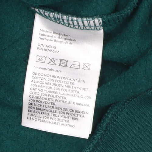 H&M Boys Green Dinosaur Crew Neck Sweatshirt 10-11Y
