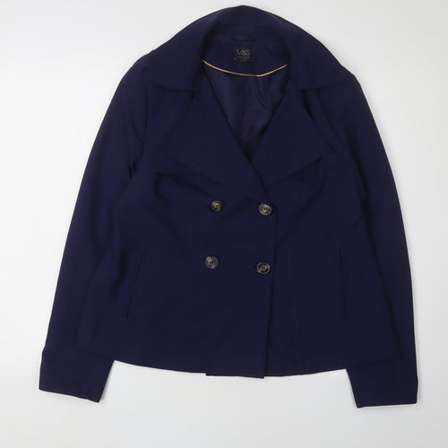 Marks and Spencer Women's Blue Pea Coat Jacket UK 14