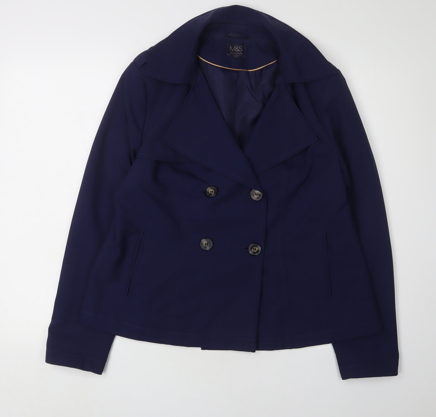 Marks and Spencer Women's Blue Pea Coat Jacket UK 14