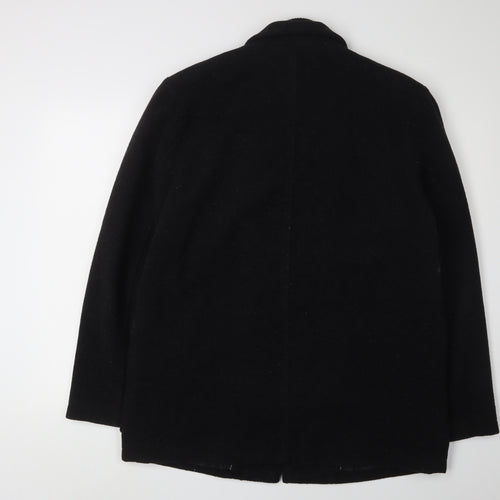 Butler Webb Men's Black Wool Blend Mid-Length Coat