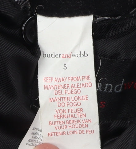 Butler Webb Men's Black Wool Blend Mid-Length Coat