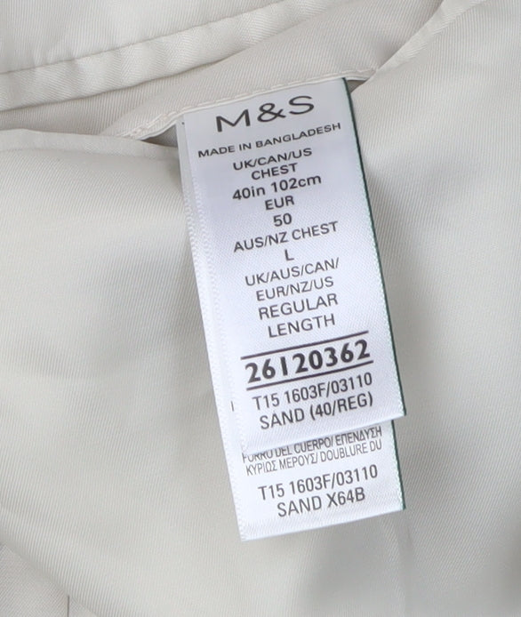 Marks and Spencer Men's Beige Regular Fit Blazer 40R