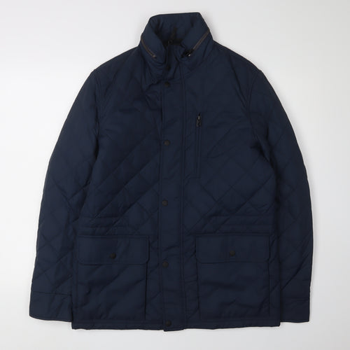 Marks and Spencer Men's Blue Quilted Jacket, Size S