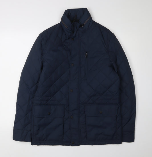 Marks and Spencer Men's Blue Quilted Jacket, Size S