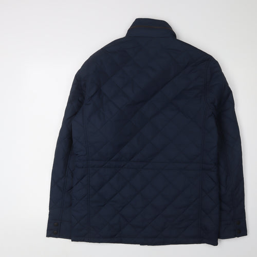 Marks and Spencer Men's Blue Quilted Jacket, Size S