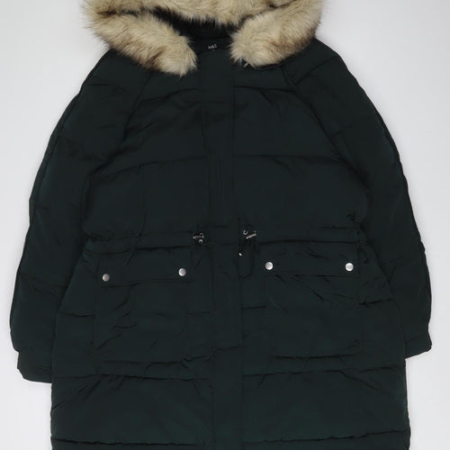 Marks and Spencer Women's Green Puffer Coat, Size 20