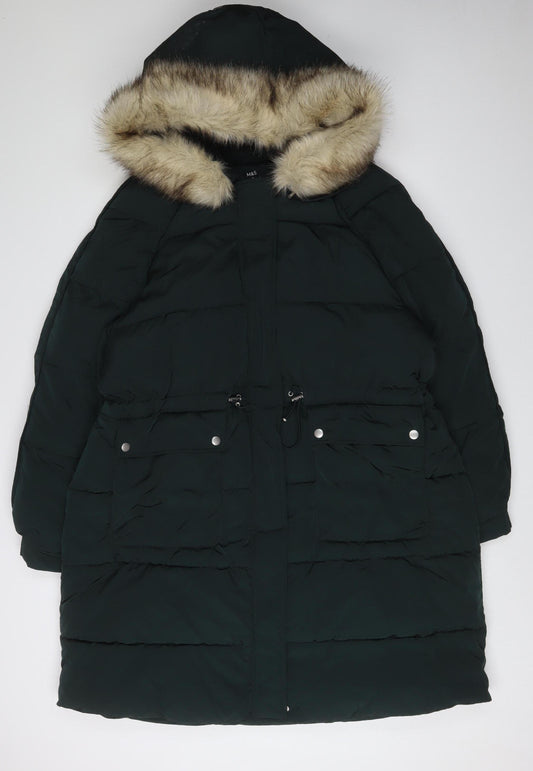 Marks and Spencer Women's Green Puffer Coat, Size 20