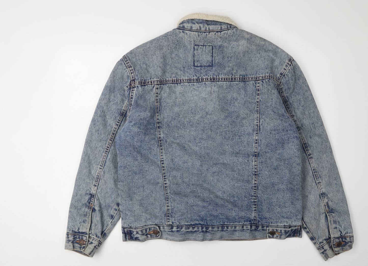 Pull&Bear Men's Blue Denim Jacket, L, Collared Style