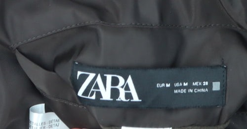 Zara Women's Black Hooded Puffer Jacket M