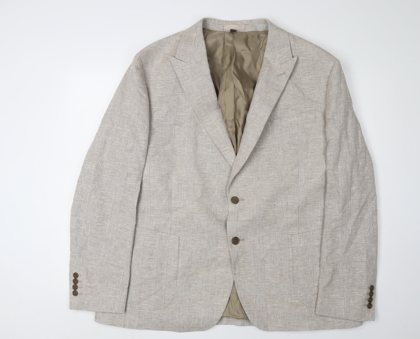 Marks and Spencer Men's Beige Check Blazer 48R Spring