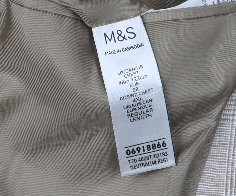 Marks and Spencer Men's Beige Check Blazer 48R Spring
