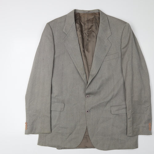 Jaeger Men's Grey Wool Blazer, Size 54L, Classic Fit