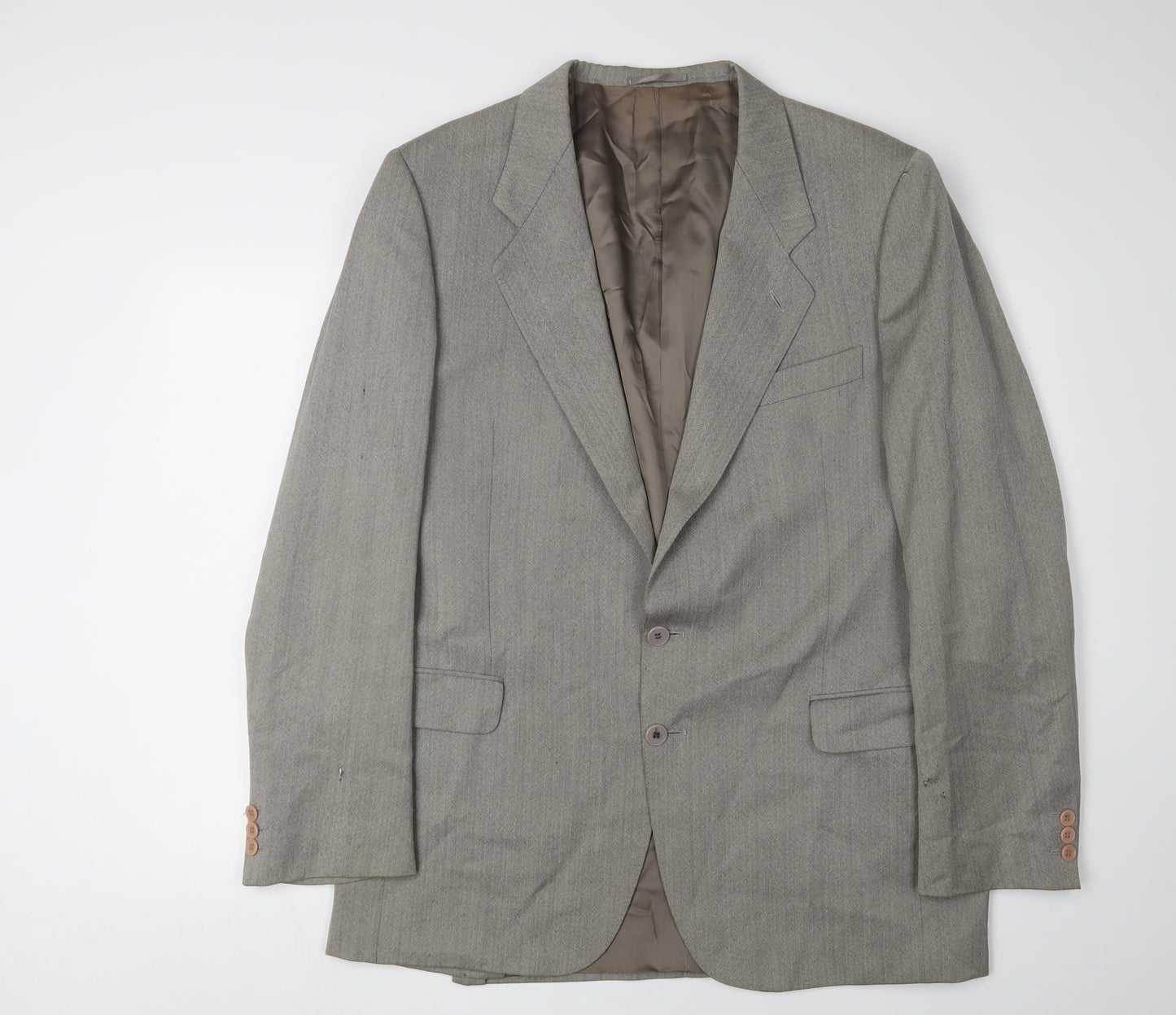 Jaeger Men's Grey Wool Blazer, Size 54L, Classic Fit