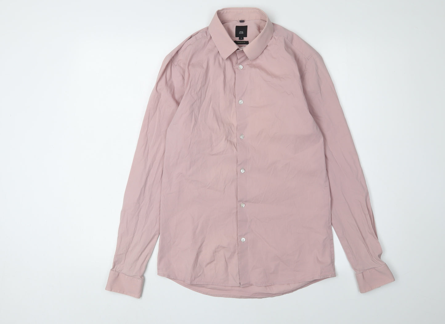 River Island Men's Pink Slim Dress Shirt - Size S