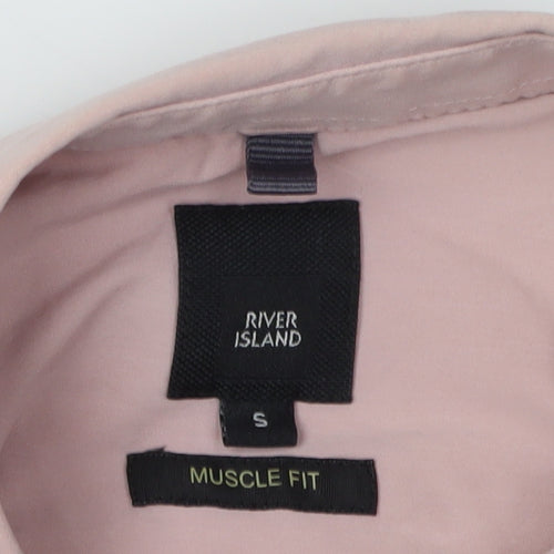 River Island Men's Pink Slim Dress Shirt - Size S