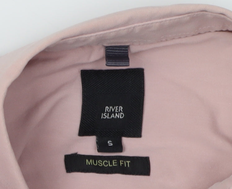 River Island Men's Pink Slim Dress Shirt - Size S