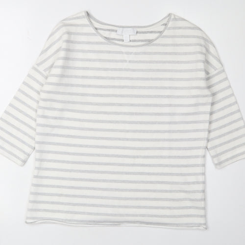 The White Company Women's Grey Striped Tee UK 8