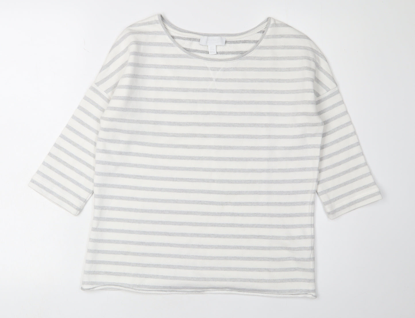 The White Company Women's Grey Striped Tee UK 8