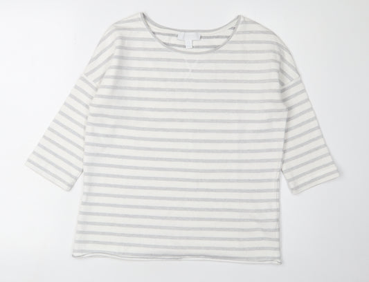 The White Company Women's Grey Striped Tee UK 8