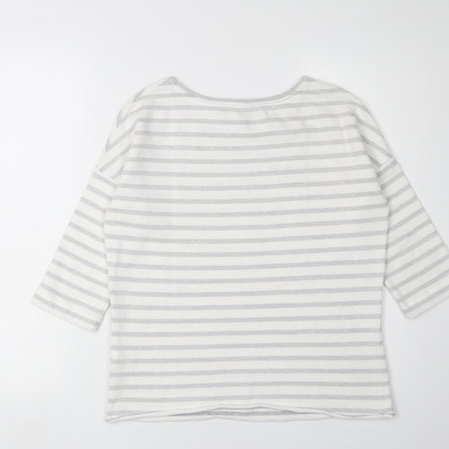 The White Company Women's Grey Striped Tee UK 8