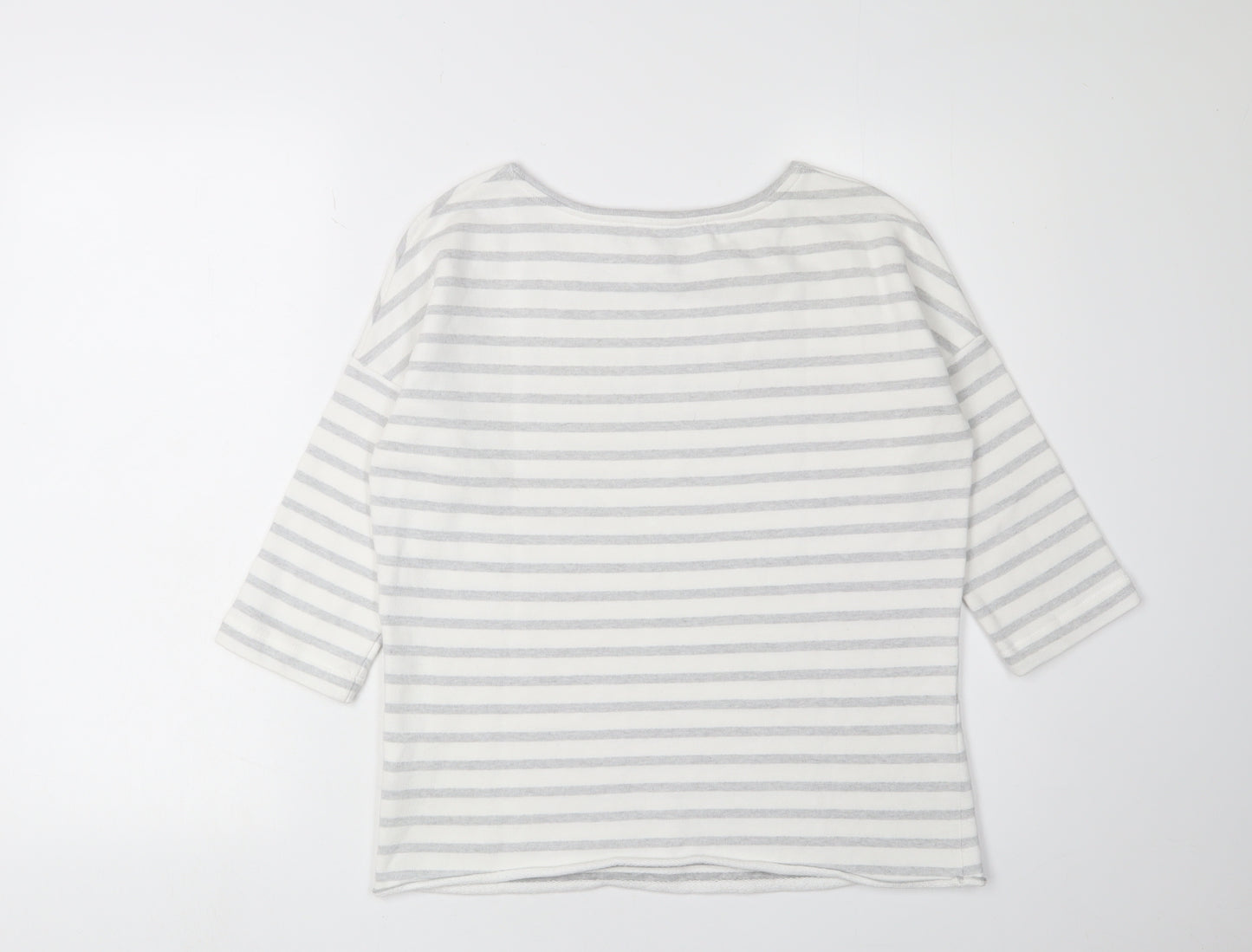 The White Company Women's Grey Striped Tee UK 8