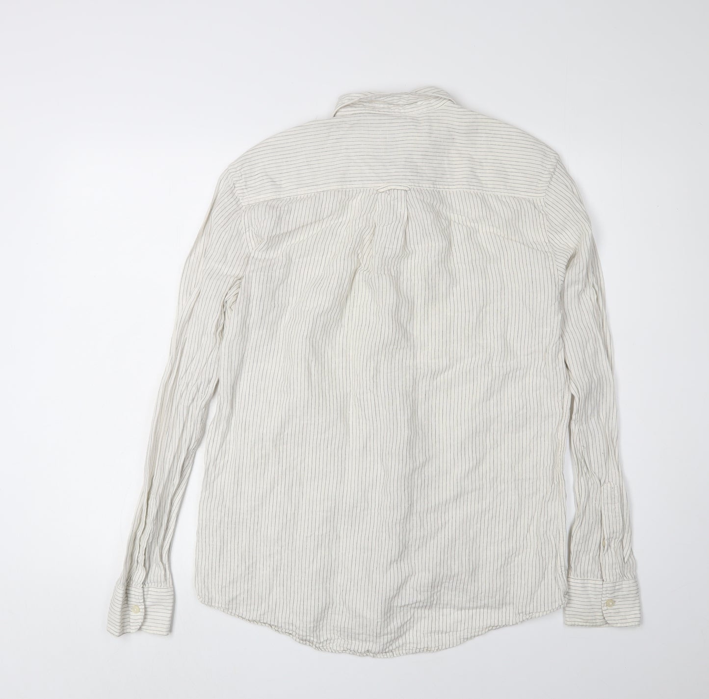 Zara Men's White Striped Relaxed Fit Shirt S