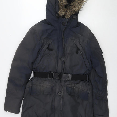 Penfield Women's Black Parka - Medium Hooded Fur Trim Winter Coat
