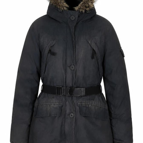 Penfield Women's Black Parka - Medium Hooded Fur Trim Winter Coat