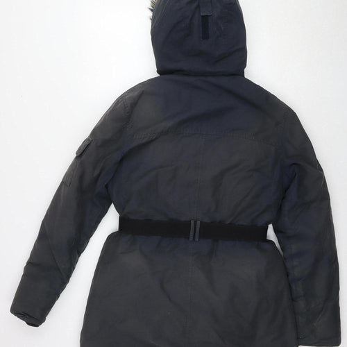 Penfield Women's Black Parka - Medium Hooded Fur Trim Winter Coat