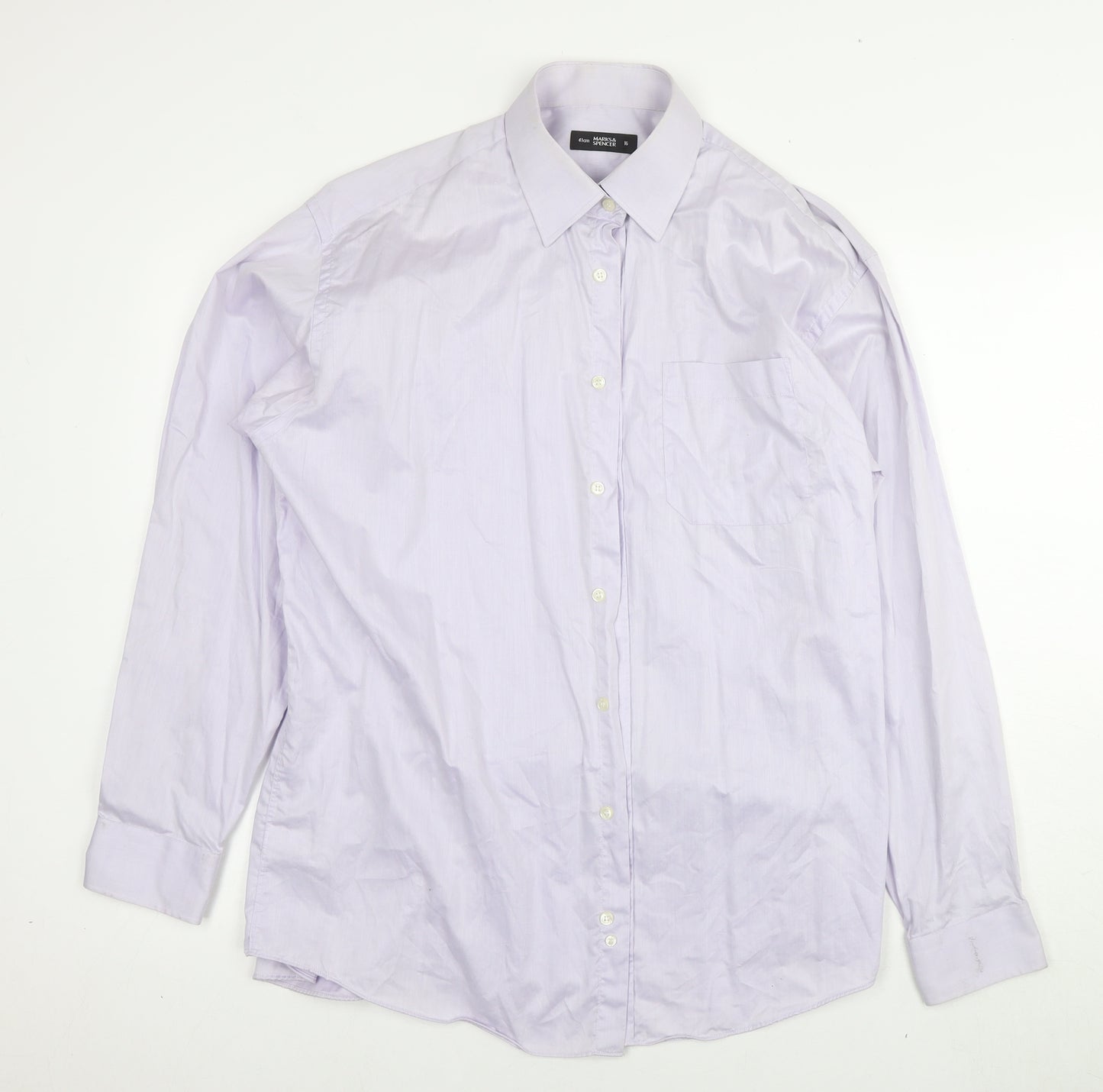 Marks and Spencer Men's Purple Long Sleeve Shirt 16