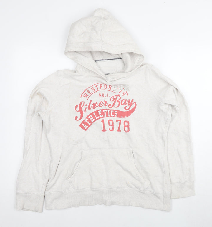 H&M Women's Ivory Pullover Hoodie M - Cozy Casual Wear