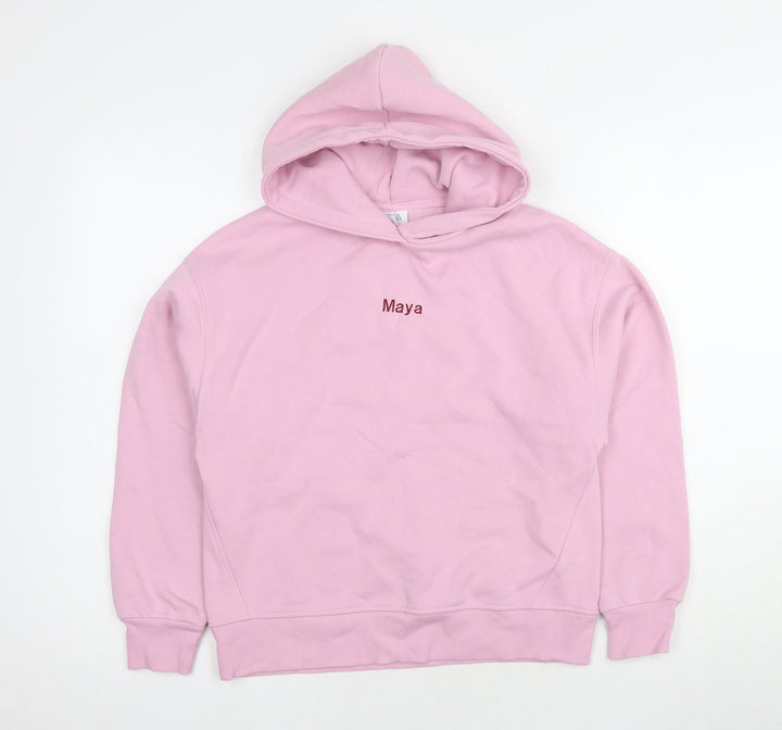 Zara Girls Pink Hoodie 11-12 Years Pullover Soft Cotton Blend