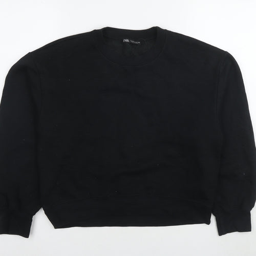 Zara Women's Black Pullover Sweatshirt M - Casual Crew Neck