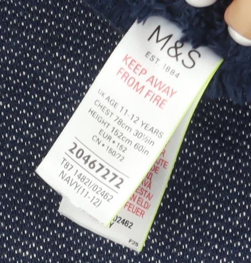 Marks and Spencer Boys Blue Full Zip Sweatshirt Age 11-12