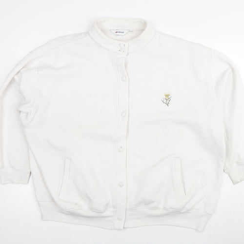 Damart Women's White Long Sleeve Button Sweater