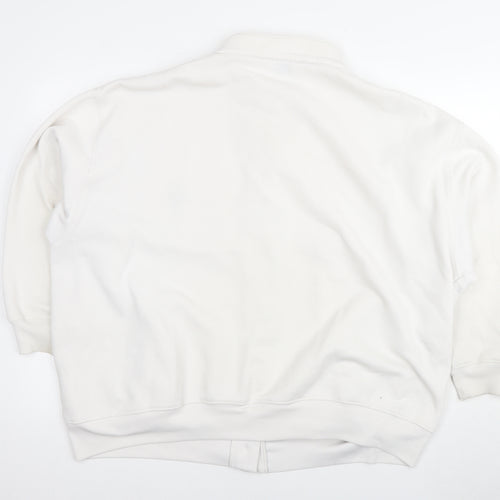 Damart Women's White Long Sleeve Button Sweater
