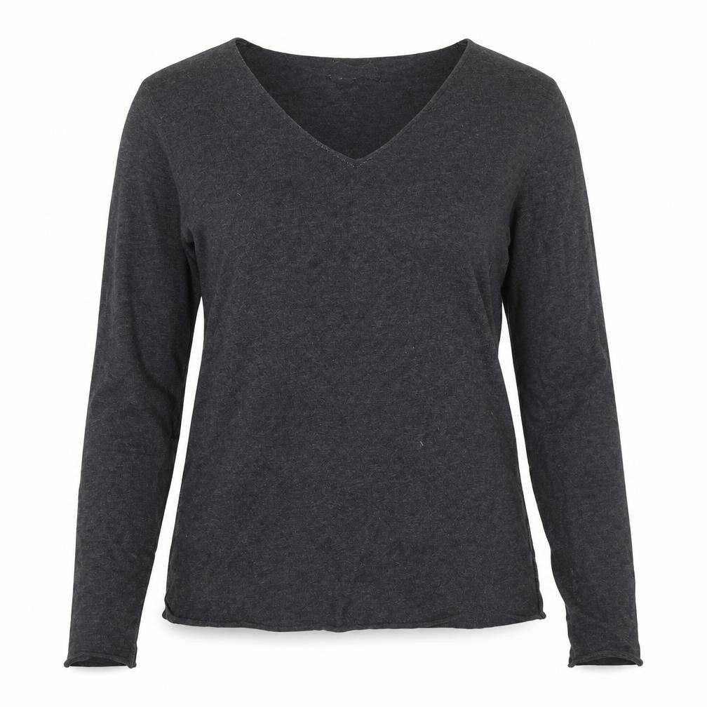 Interdee Women's Grey V-Neck Studded Pullover Jumper - S