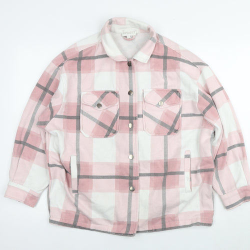 Apricot Women's Pink Check Basic Jacket, L, Flannel