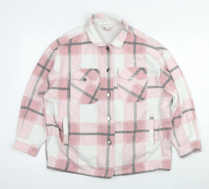 Apricot Women's Pink Check Basic Jacket, L, Flannel