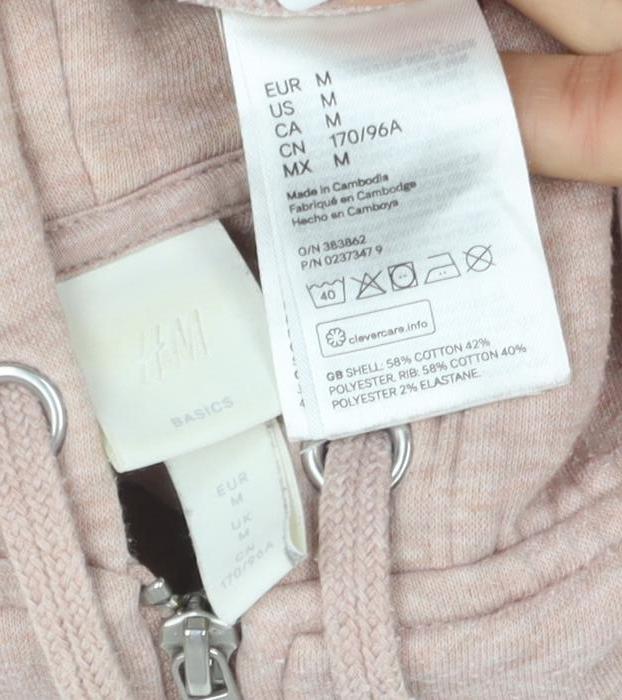 H&M Women's Pink Full Zip Hoodie Size M