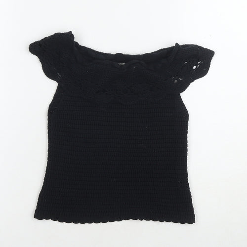 River Island Girls Black Off-Shoulder Tunic Blouse 9-10 Yrs