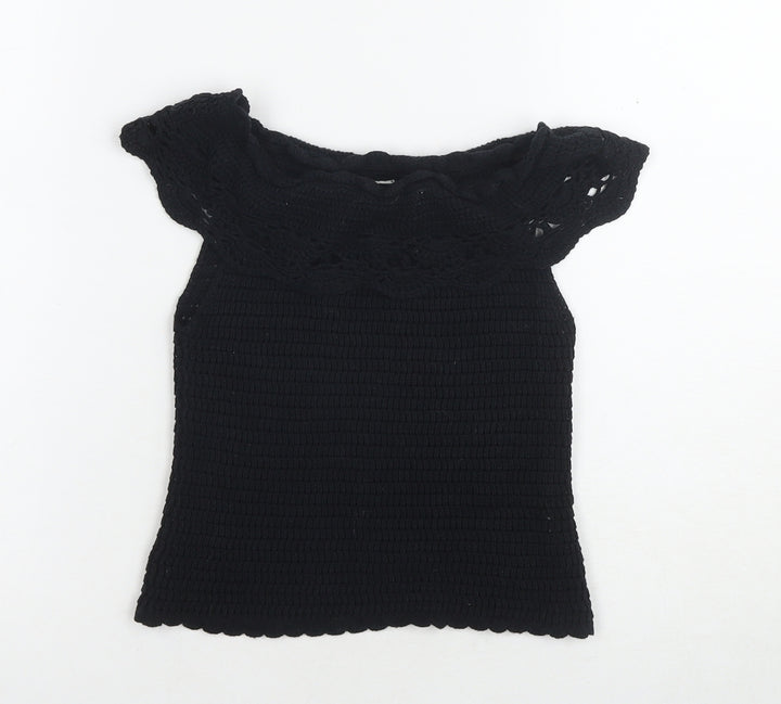 River Island Girls Black Off-Shoulder Tunic Blouse 9-10 Yrs