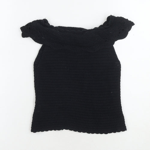 River Island Girls Black Off-Shoulder Tunic Blouse 9-10 Yrs