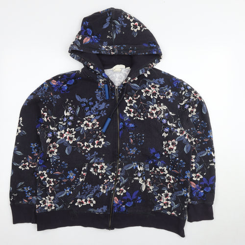 L.O.G.G Women's Blue Floral Full Zip Hoodie, Size L, Cotton Blend